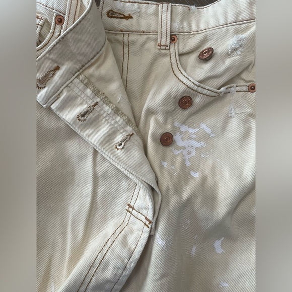 FREE PEOPLE PARKER WRAP DENIM GRUNGE MINI SKIRT BUTTER CREAM SZ 24 - Picture 9 of 14